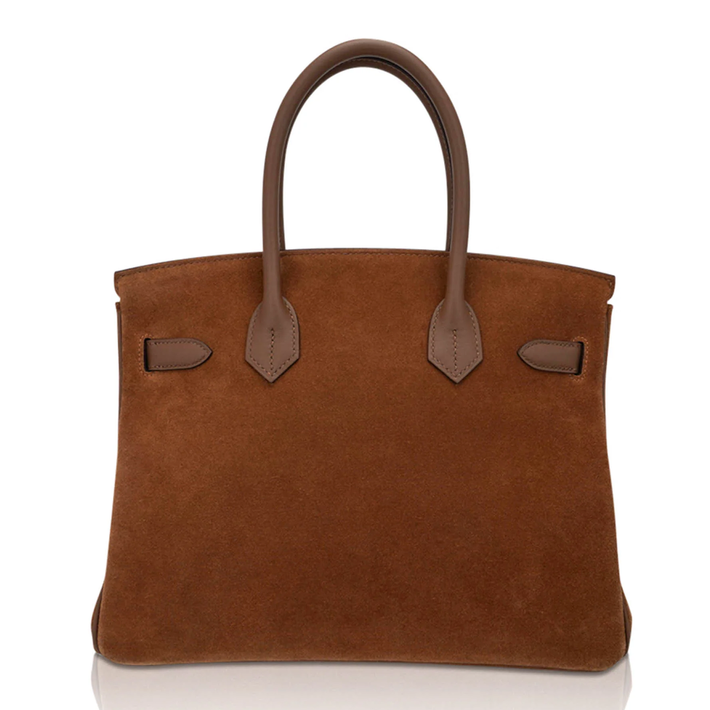 Warm Alezan Two-Tone Brown Textured Medium Trapezoid Hand Tote With Brushed Golden Twist Lock Hardware And Matching Suspended Engraved Padlock Charm